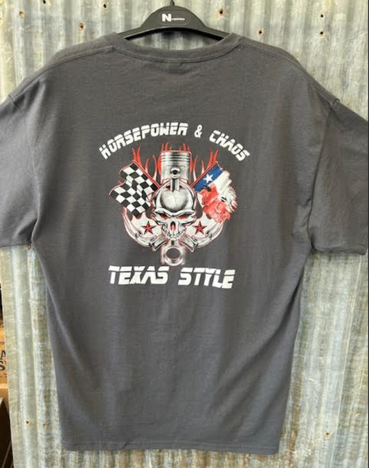 Horsepower & Chaos Texas Style Tee - Gray