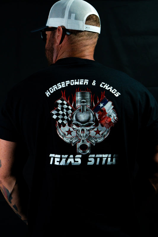 Horsepower & Chaos Texas Style Tee - Black