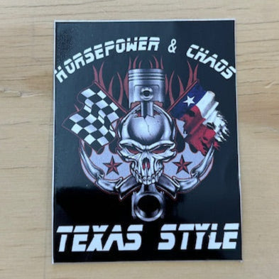 Horsepower & Chaos Texas Style Vinyl Sticker