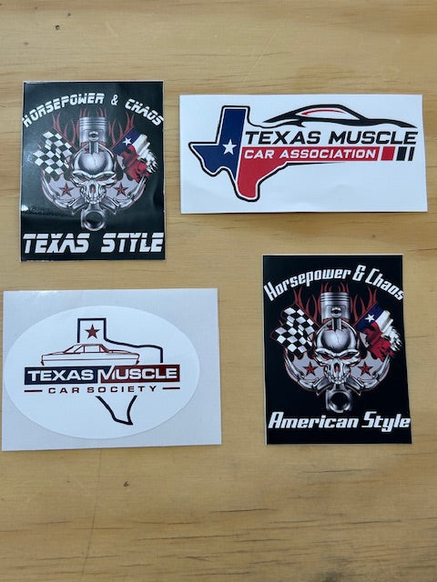 Texas Muscle Car Sticker 4 Pack