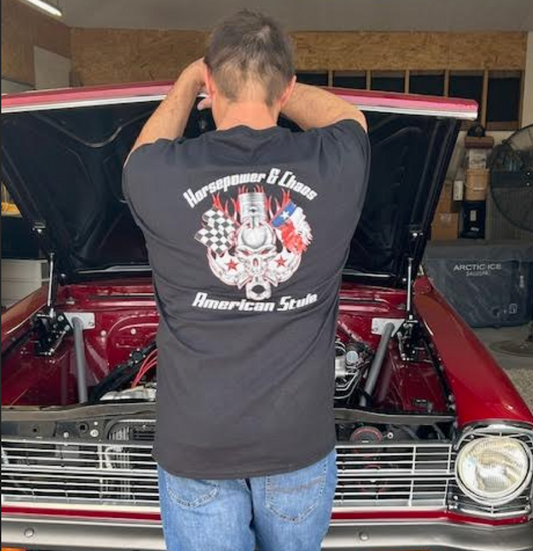 Horsepower & Chaos American Style Tee - BLACK